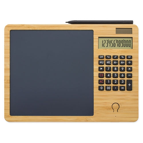 CALCULADORA BAMBU CON PIZARRA AUTOMATICA "GLASGOW"